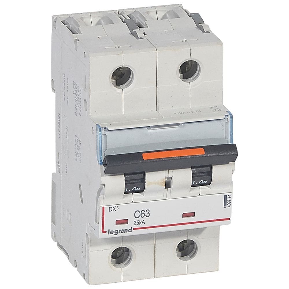 Legrand - Disjoncteur DX3 25kA arrivée haute/départ bas vis 2P 63A -courbe C - 3 mod