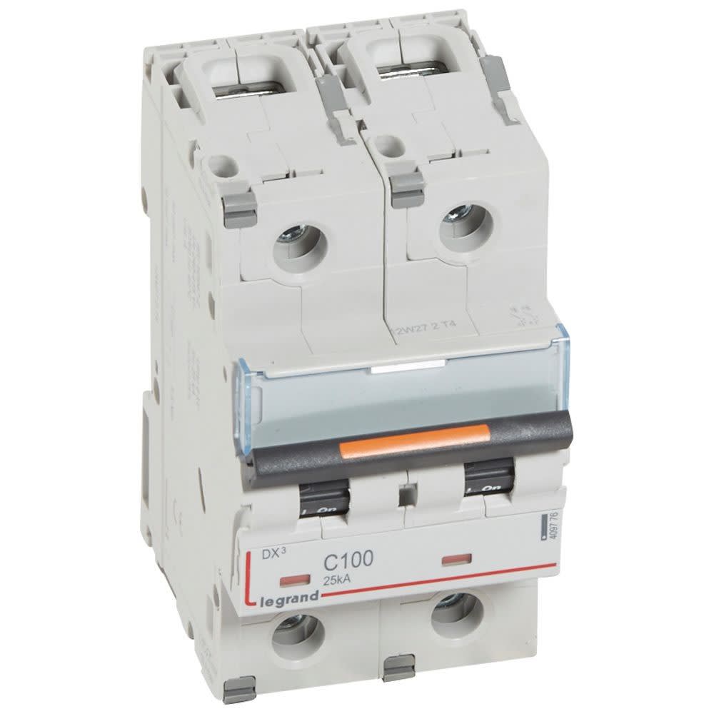 Legrand - Disjoncteur DX3 25kA arrivée haute/départ bas à vis 100A -courbe C -3 modules