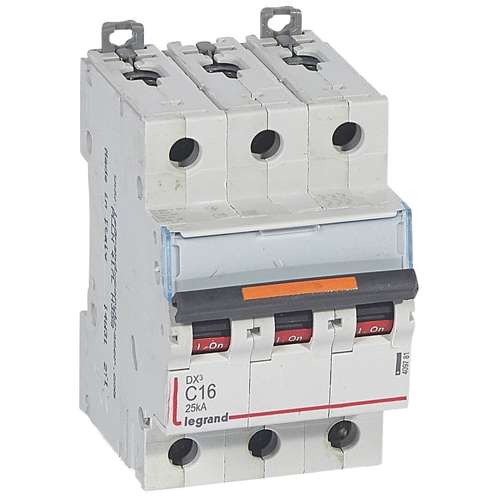 Legrand - Disj. DX3 25kA arrivée haute, départ bas à vis 3P 400V~ - 16A courbe C 3 modules