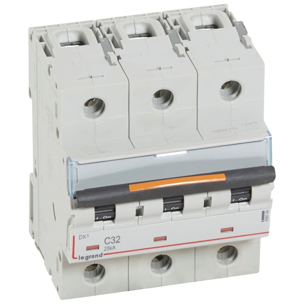 Legrand - Disjoncteur DX3 25kA arrivée haute/départ bas vis 3P 32A -courbe C - 3,5 mod
