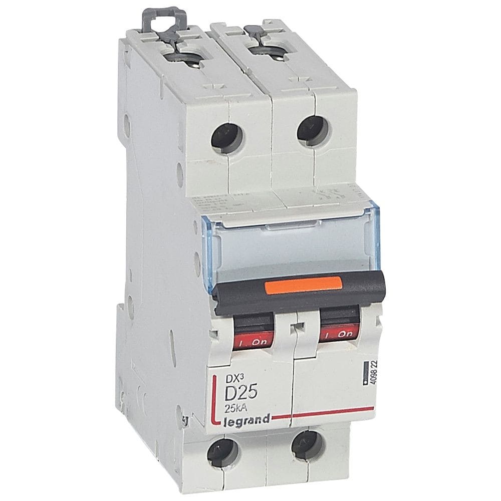 Legrand - Disjoncteur DX3 25kA arrivée haute/départ bas vis 2P 25A -courbe D - 2 mod