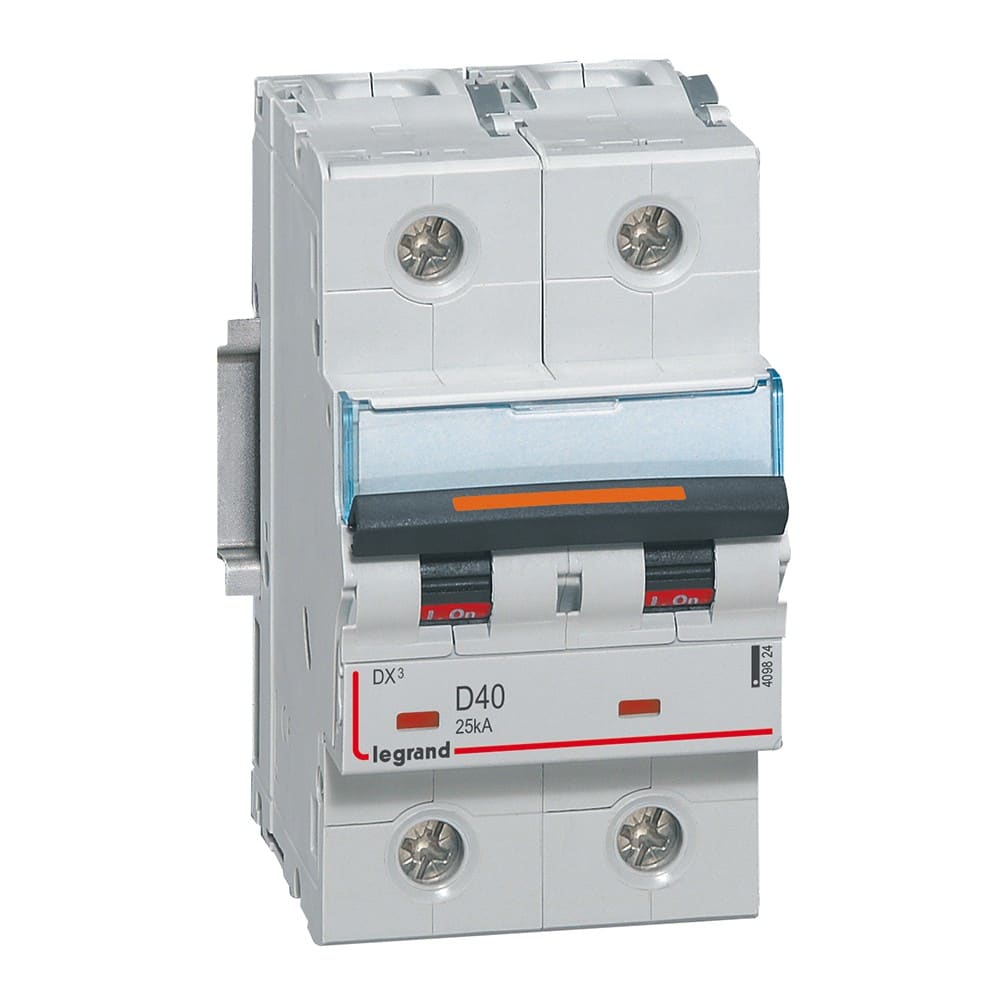 Legrand - Disjoncteur DX3 25kA arrivée haute/départ bas vis 2P 40A -courbe D - 3 mod