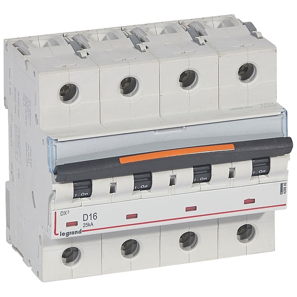 Legrand - Disjoncteur DX3 25kA arrivée haute/départ bas vis 4P 16A -courbe D - 6 mod