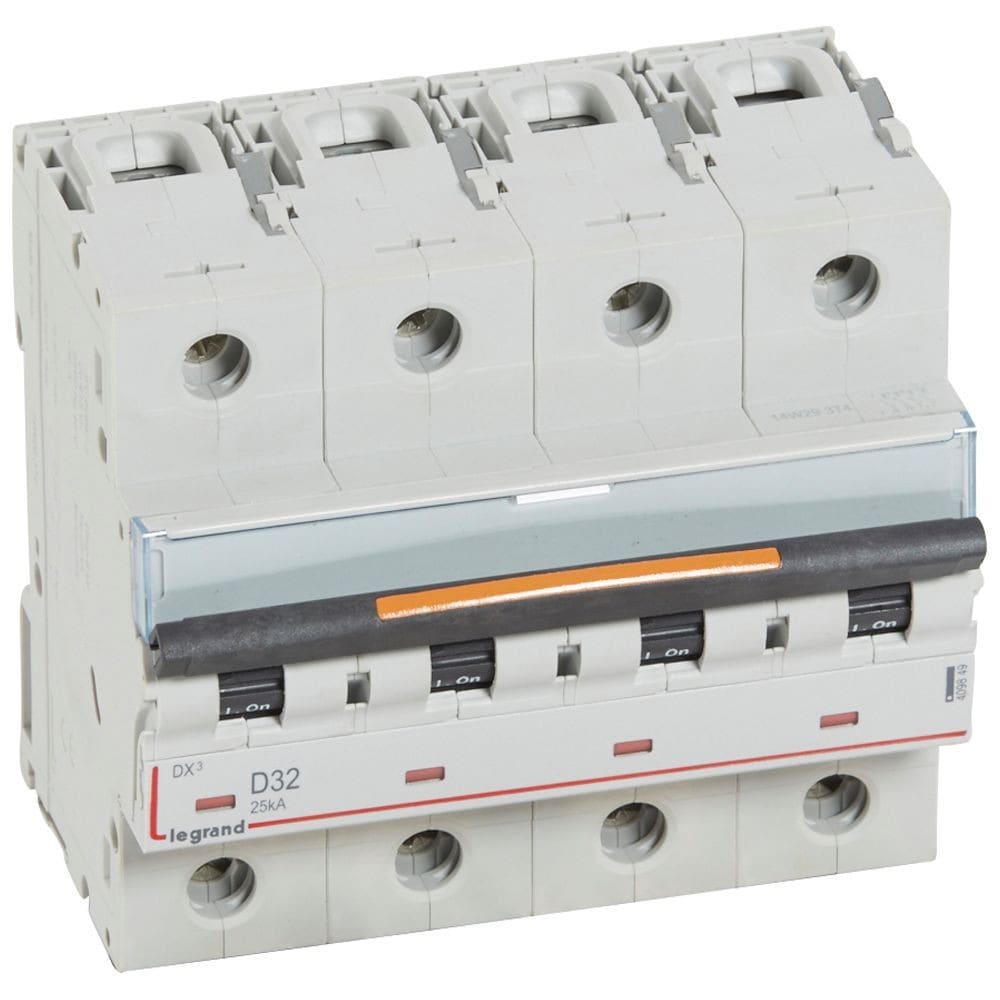 Legrand - Disjoncteur DX3 25kA arrivée haute/départ bas vis 4P 32A -courbe D - 6 mod