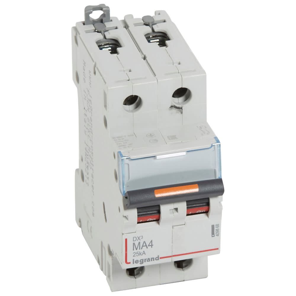 Legrand - Disjoncteur magnétique seul DX3 MA - vis/vis - 2P - 230/400V~ - 4 A - 25kA