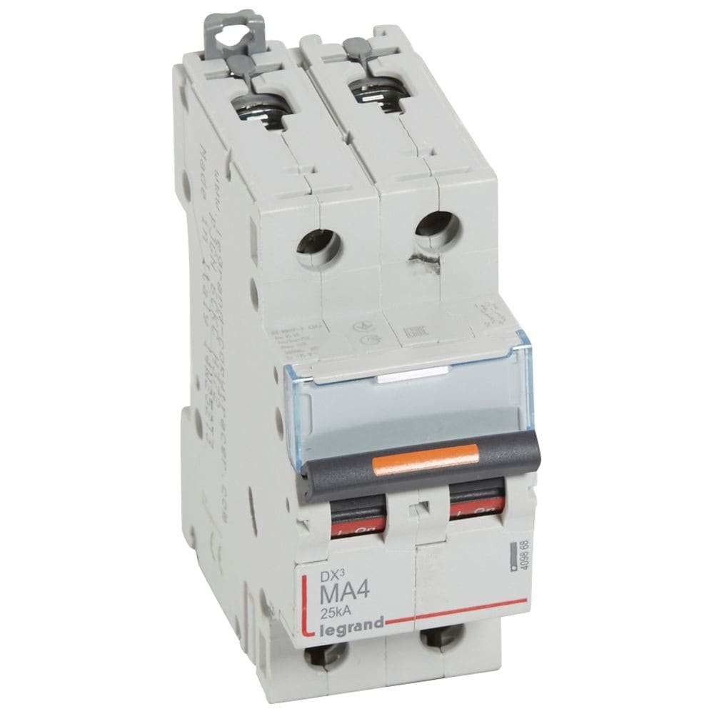 Legrand - Disjoncteur magnétique seul DX3 MA - vis/vis - 2P - 230/400V~ - 4 A - 25kA
