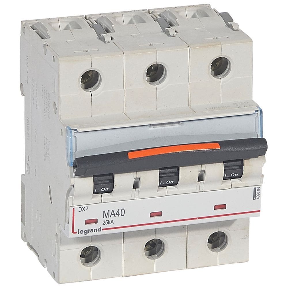Legrand - Disj. magnétique seul DX3 MA 25kA arrivée haute/départ bas à vis 40A 4,5 modules