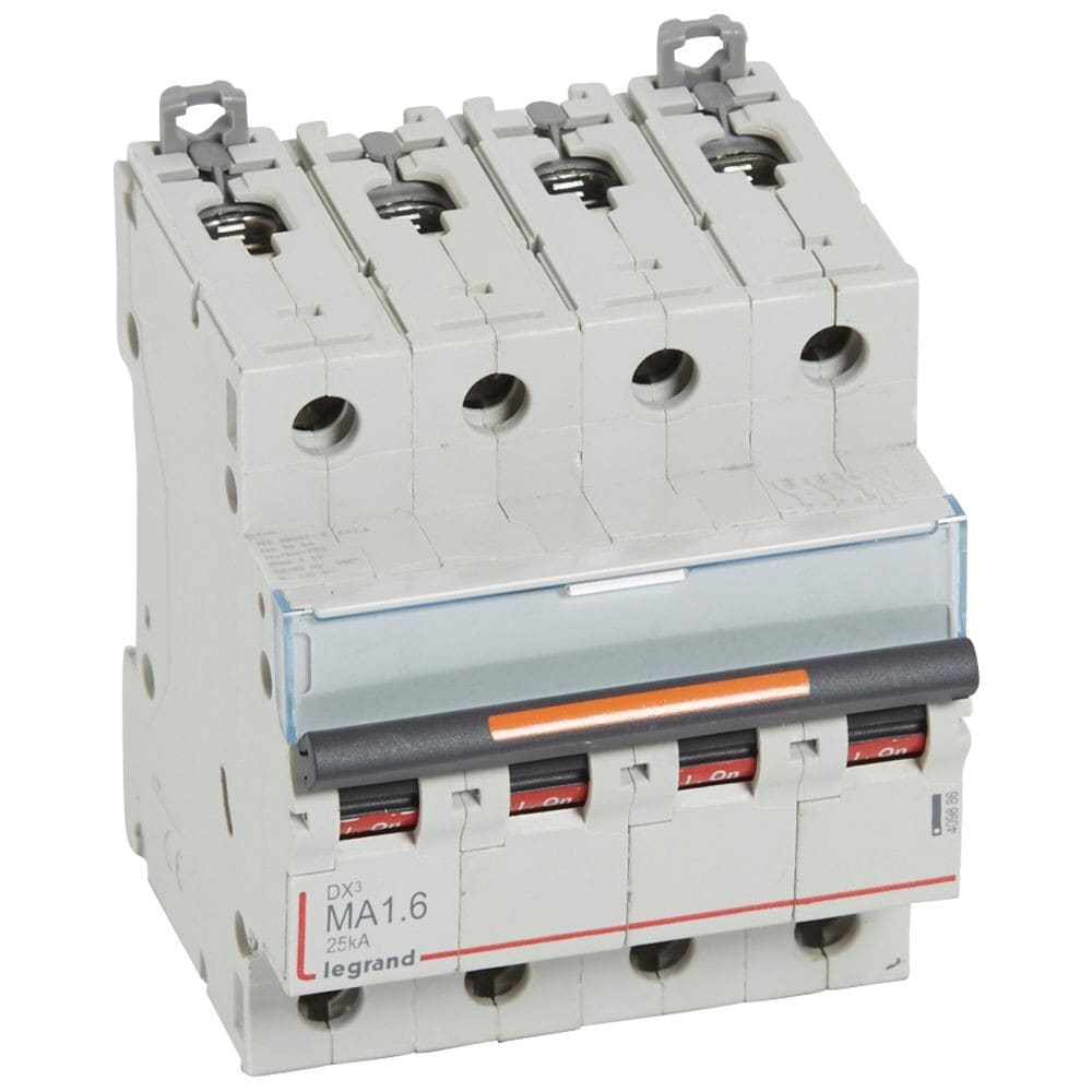 Legrand - Disjoncteur magnétique seul DX3 MA - vis/vis - 4P - 400V~ - 1,6A - 25kA - 4 mod
