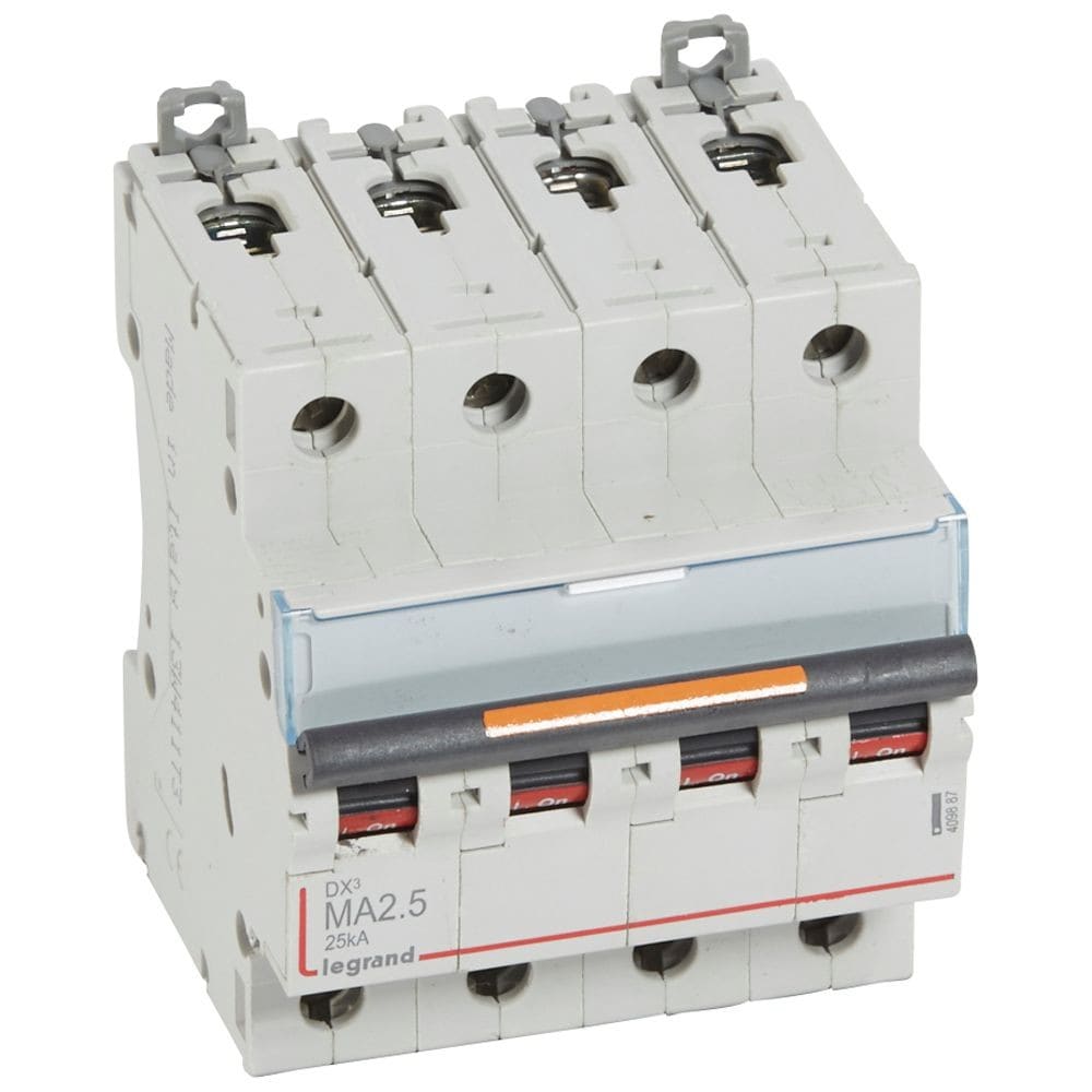 Legrand - Disjoncteur magnétique seul DX3 MA - vis/vis - 4P - 400V~ - 2,5A - 25kA - 4 mod