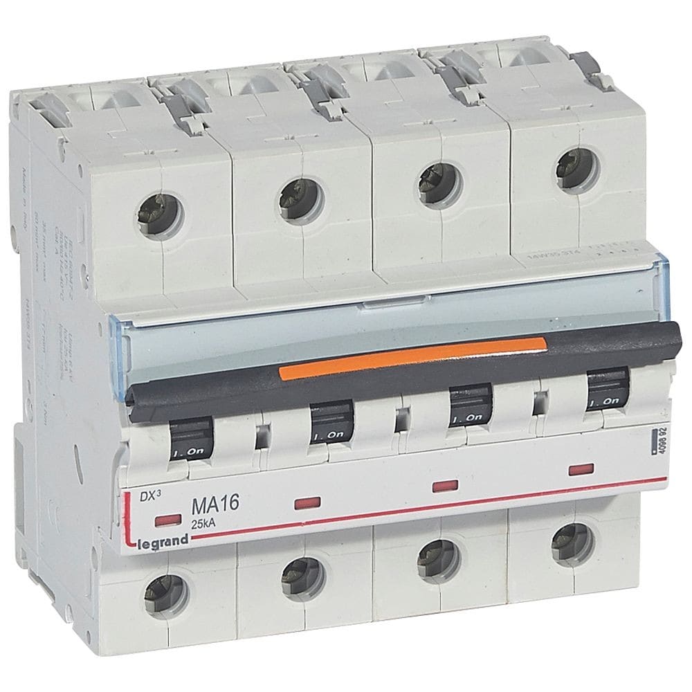 Legrand - Disj. magnétique seul DX3 MA 25kA arrivée haute/départ bas à vis 16A -6 modules