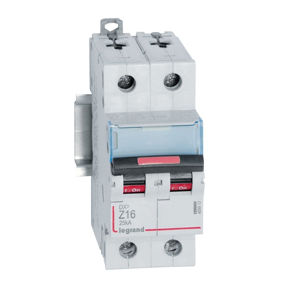 Legrand - Disjoncteur DX3 25kA arrivée haute/départ bas vis 2P 16A - courbe Z - 2 mod