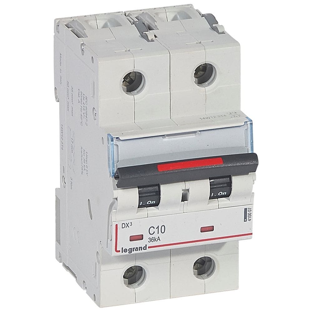 Legrand - Disjoncteur DX3 36kA arrivée haute/départ bas vis 2P 10A - courbe C - 3 mod