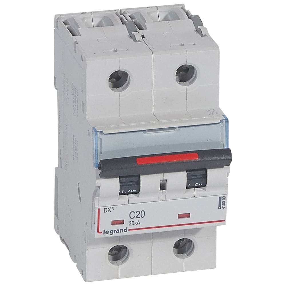Legrand - Disjoncteur DX3 36kA arrivée haute/départ bas vis 2P 20A - courbe C - 3 mod