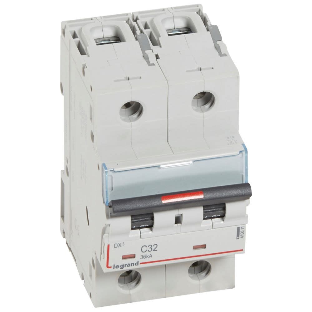 Legrand - Disjoncteur DX3 36kA arrivée haute/départ bas vis 2P 32A - courbe C - 3 mod