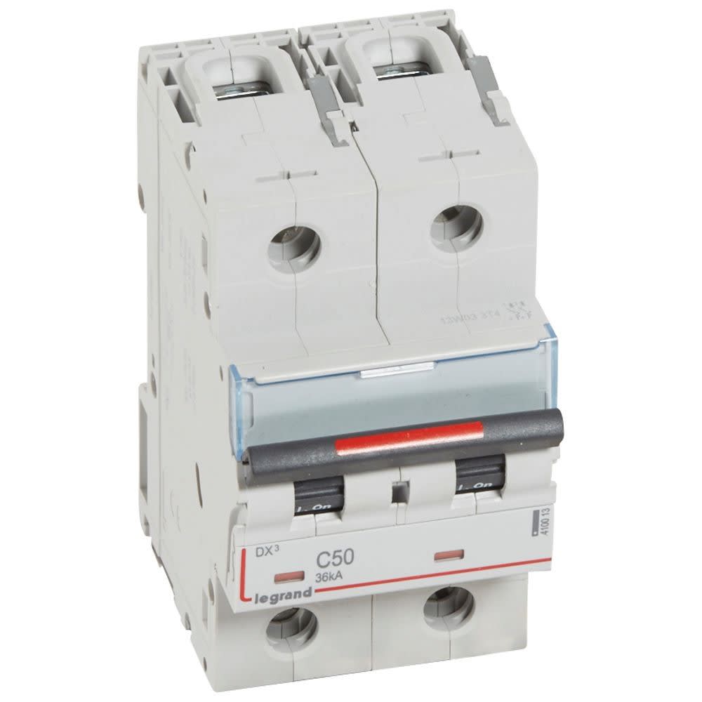 Legrand - Disjoncteur DX3 36kA arrivée haute/départ bas vis 2P 50A - courbe C - 3 mod