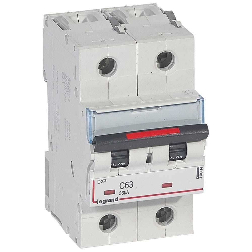 Legrand - Disjoncteur DX3 36kA arrivée haute/départ bas vis 2P 63A - courbe C - 3 mod