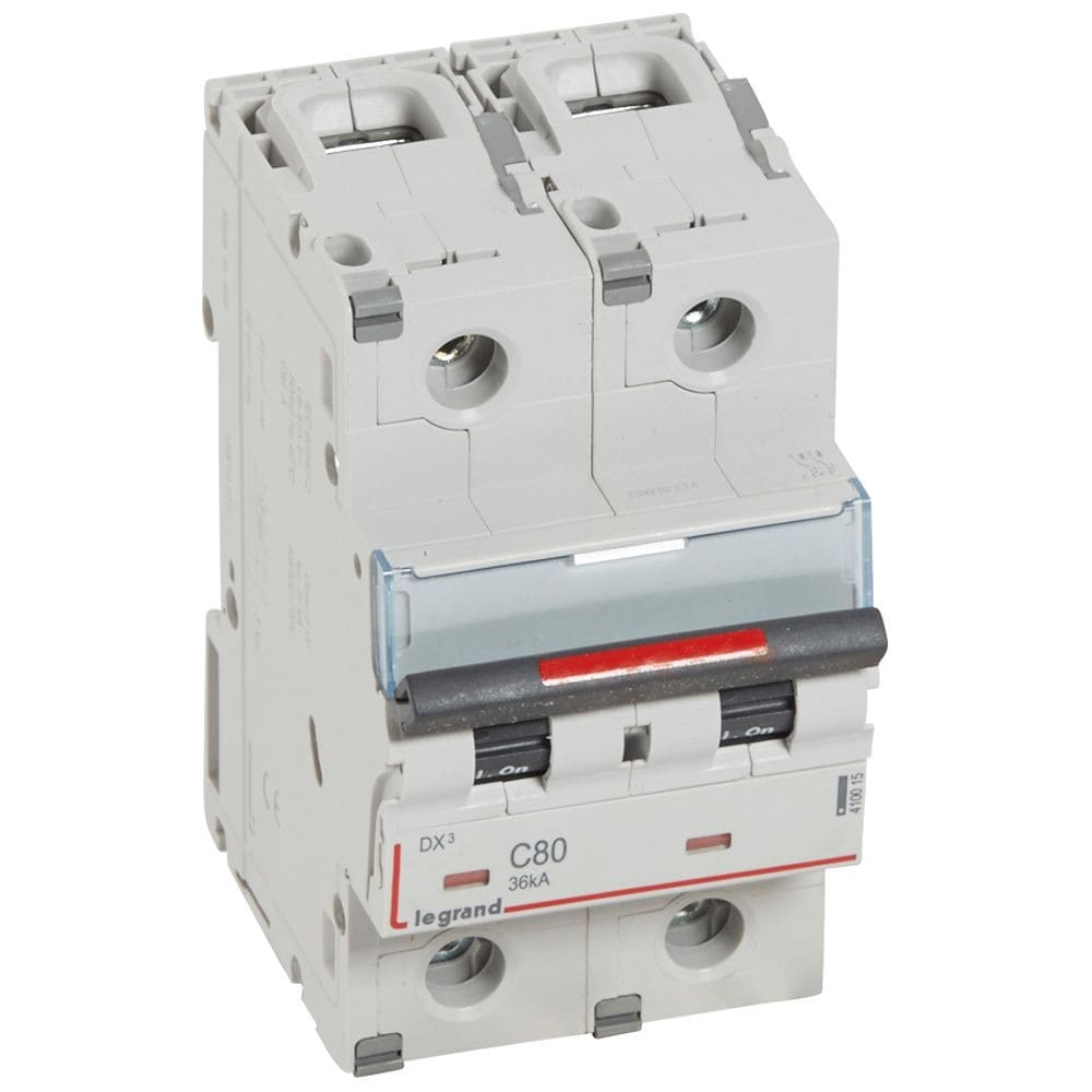 Legrand - Disjoncteur DX3 36kA arrivée haute/départ bas vis 2P 80A - courbe C - 3 mod