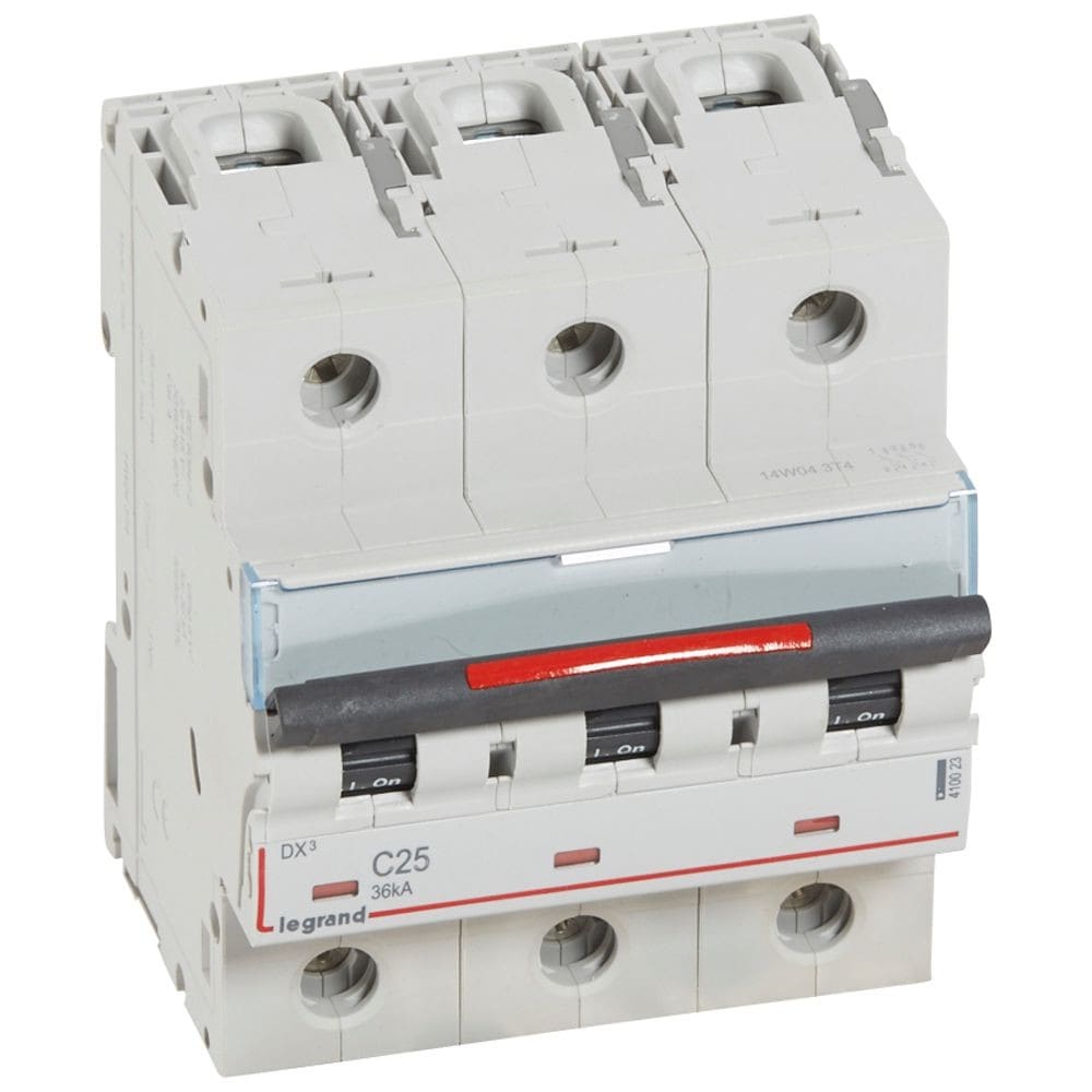 Legrand - Disjoncteur DX3 36kA arrivée haute/départ bas vis 3P 25A - courbe C - 4,5 mod
