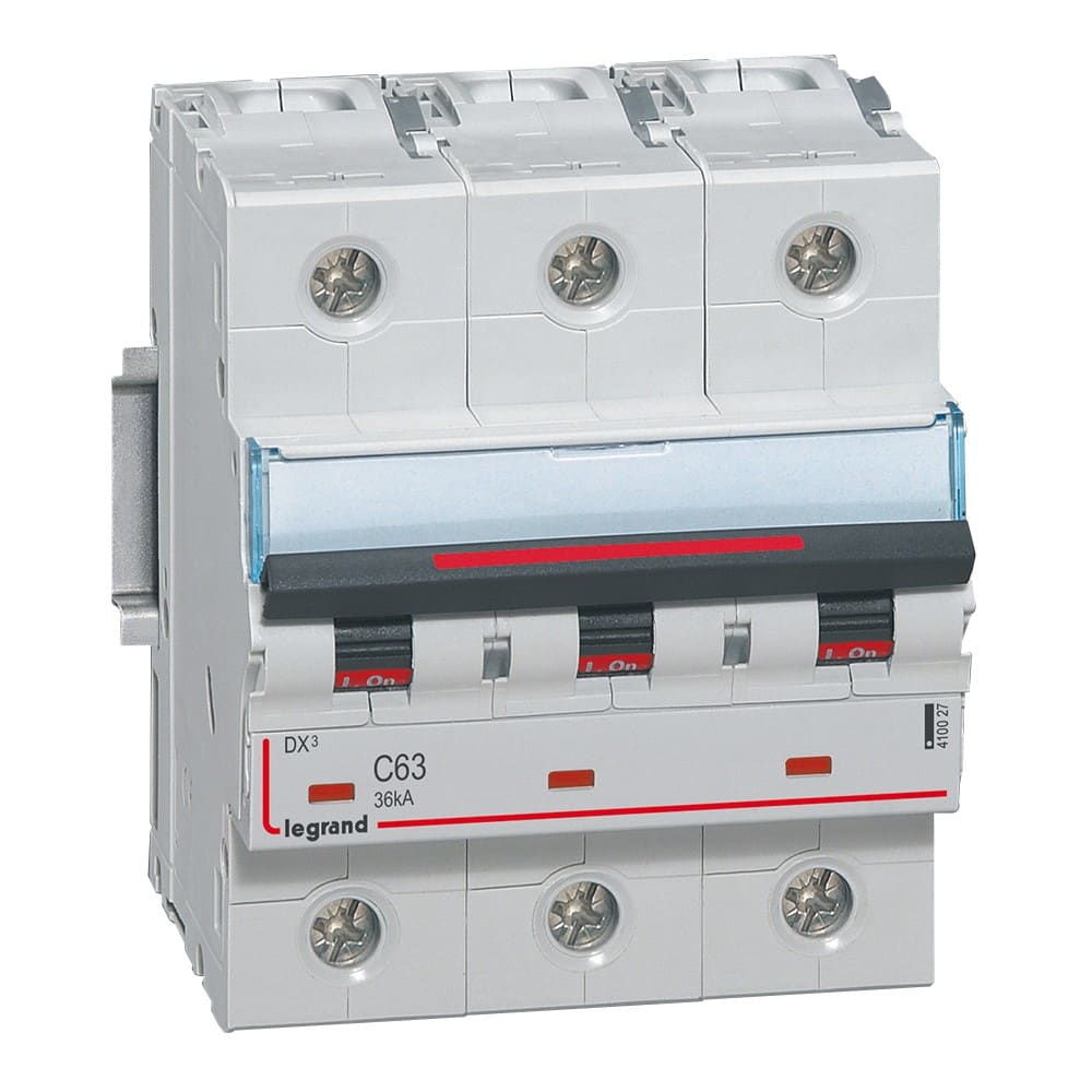 Legrand - Disjoncteur DX3 36kA arrivée haute/départ bas vis 3P 63A - courbe C - 4,5 mod