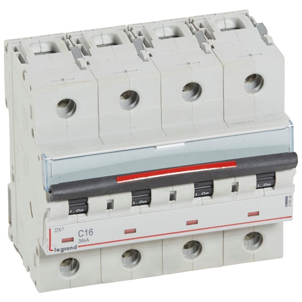Legrand - Disjoncteur DX3 36kA arrivée haute/départ bas vis 4P 16A - courbe C - 6 mod