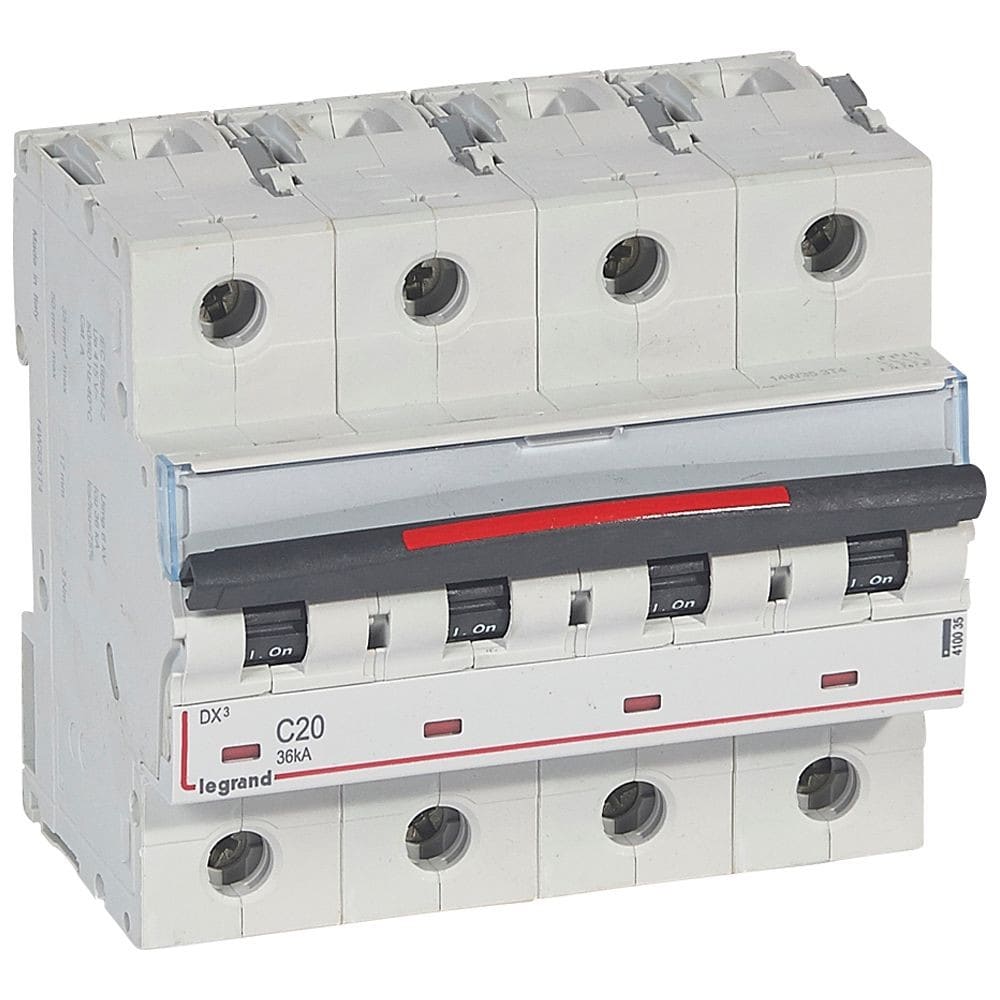 Legrand - Disjoncteur DX3 36kA arrivée haute/départ bas vis 4P 20A - courbe C - 6 mod