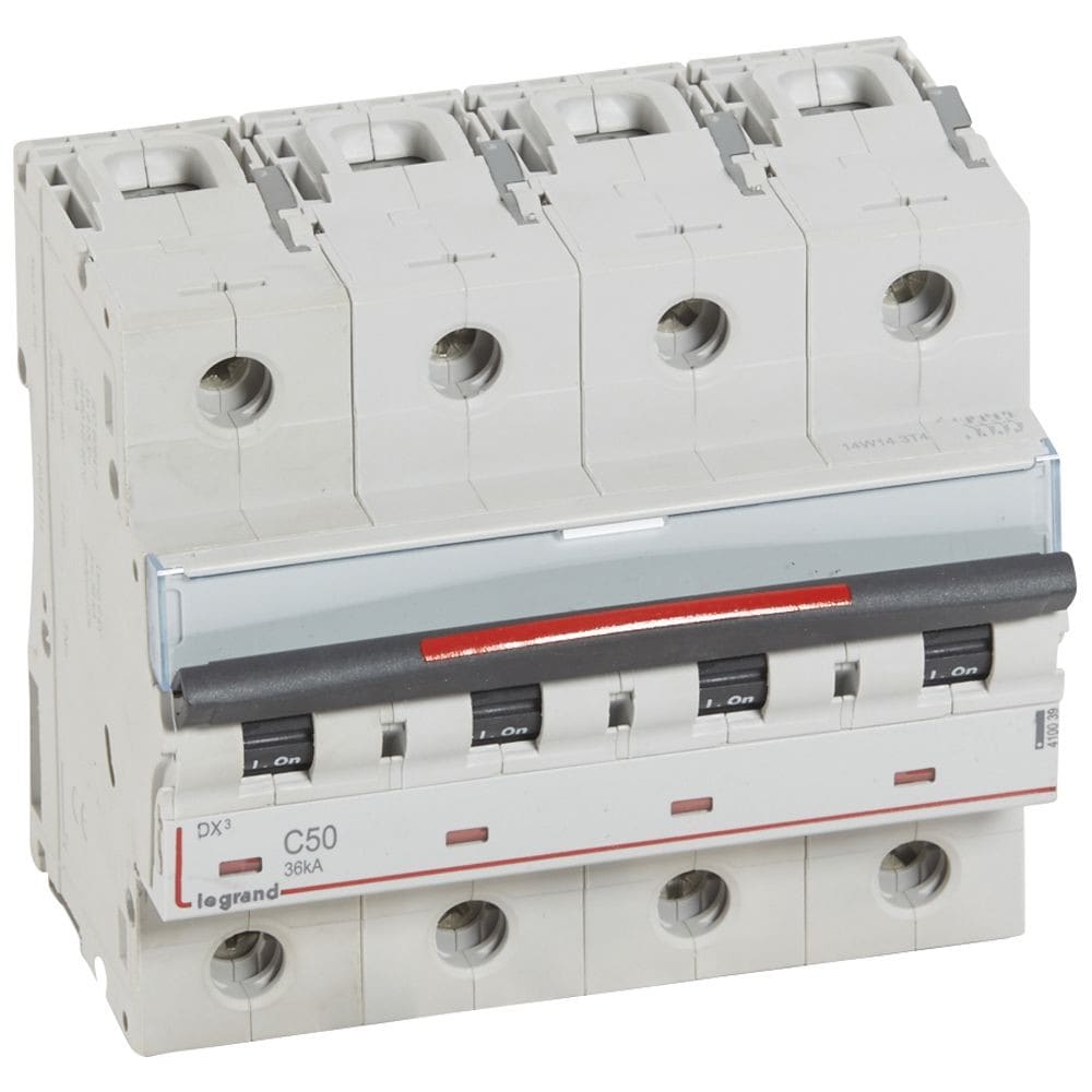 Legrand - Disjoncteur DX3 36kA arrivée haute/départ bas vis 4P 50A - courbe C - 6 mod