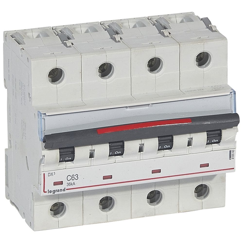 Legrand - Disjoncteur DX3 36kA arrivée haute/départ bas vis 4P 63A - courbe C - 6 mod