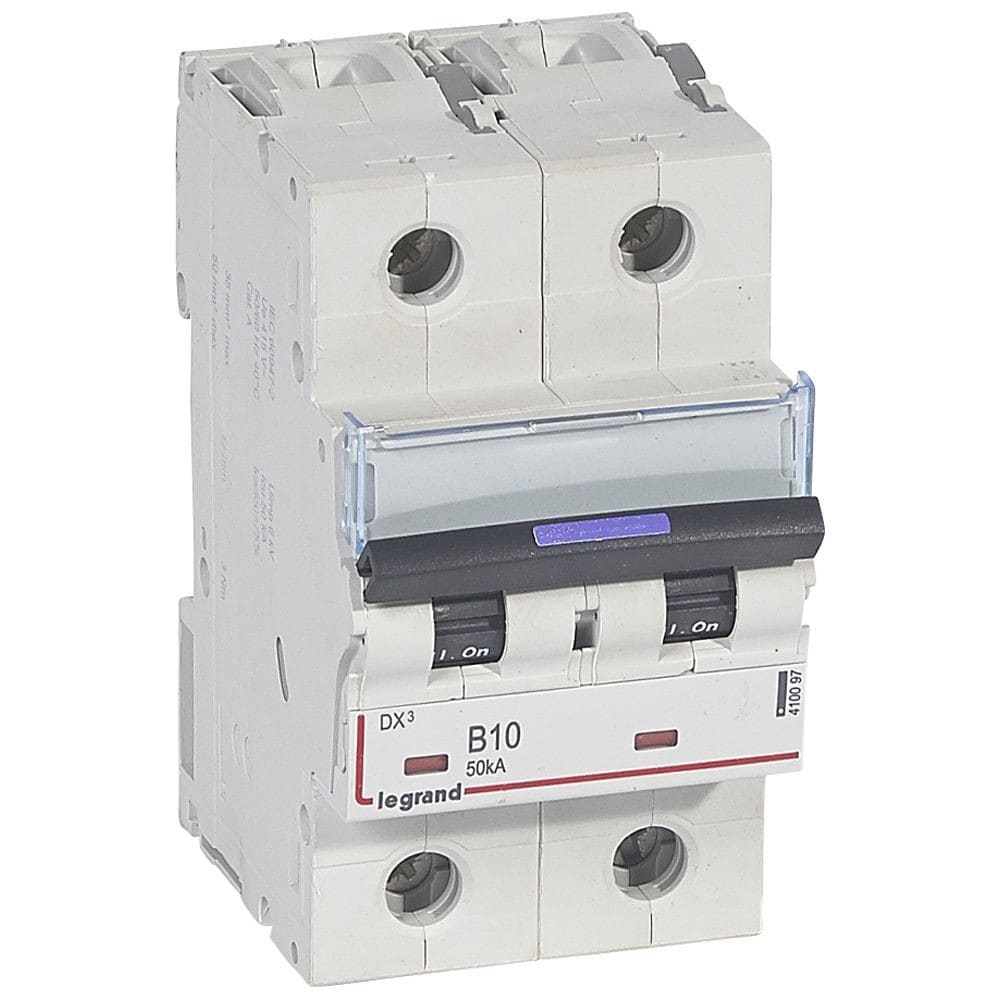 Legrand - Disjoncteur DX3 50kA arrivée haute/départ bas vis 2P 10A - courbe B - 3 mod
