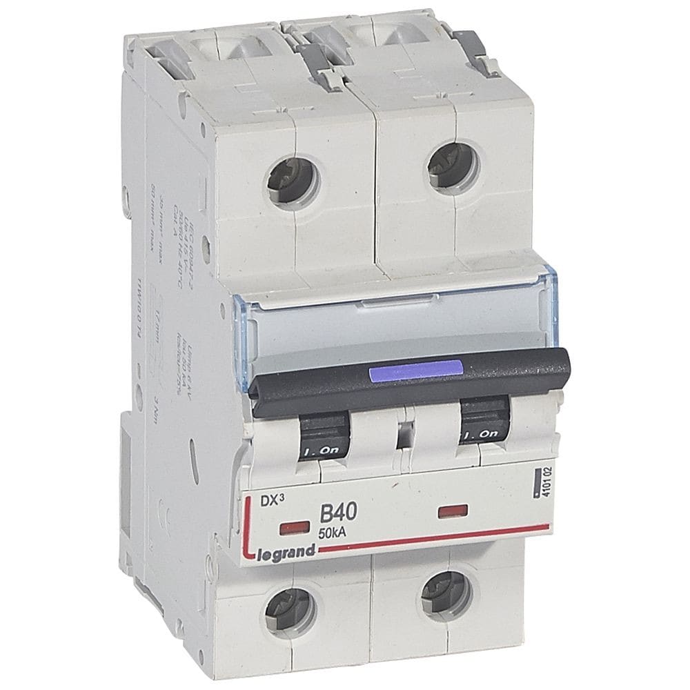 Legrand - Disjoncteur DX3 50kA arrivée haute/départ bas vis 2P 40A - courbe B - 3 mod