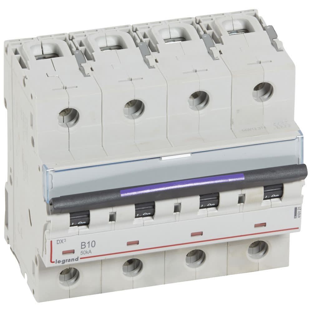 Legrand - Disj. DX3 50kA arrivée haute, départ bas à vis 4P 400V~ - 10A courbe B 6 modules