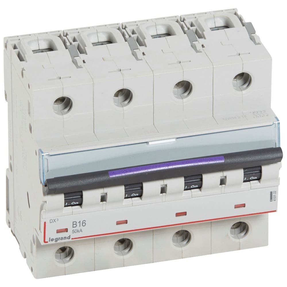 Legrand - Disj. DX3 50kA arrivée haute, départ bas à vis 4P 400V~ - 16A courbe B 6 modules
