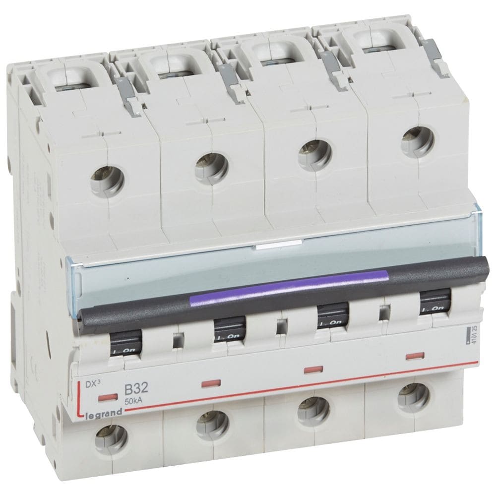 Legrand - Disj. DX3 50kA arrivée haute, départ bas à vis 4P 400V~ - 32A courbe B 6 modules