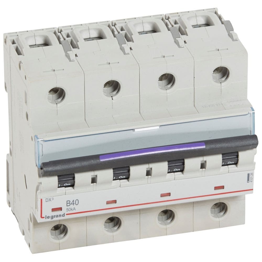 Legrand - Disj. DX3 50kA arrivée haute, départ bas à vis 4P 400V~ - 40A courbe B 6 modules