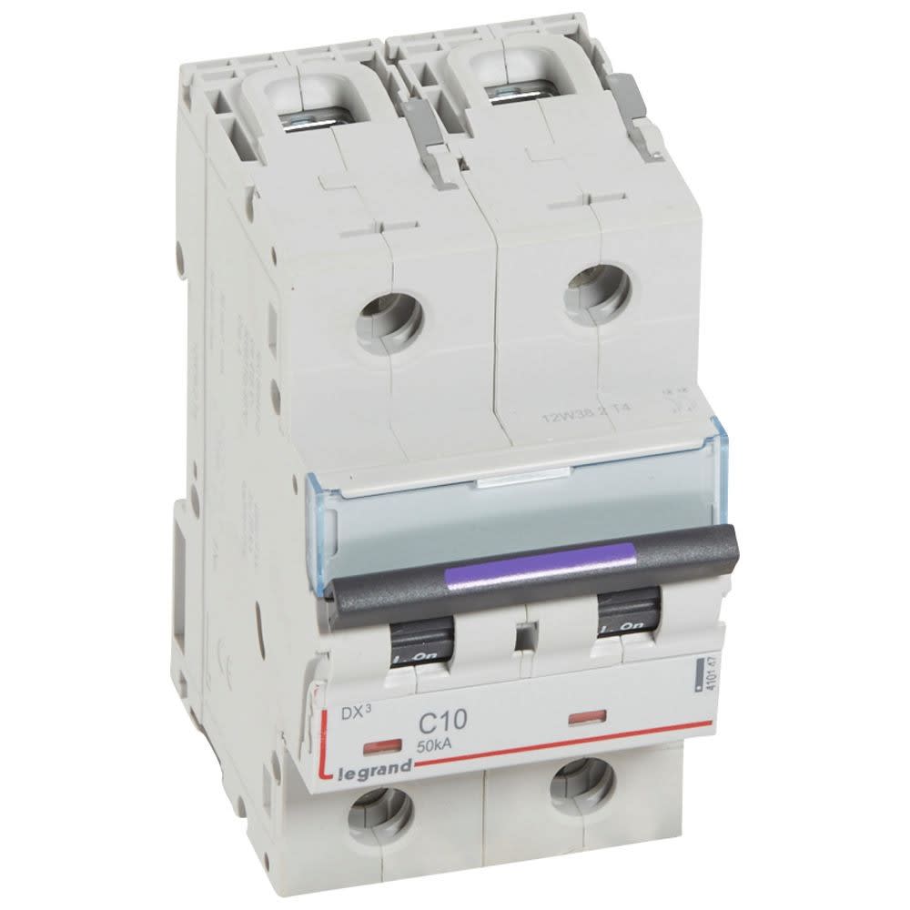 Legrand - Disjoncteur DX3 50kA arrivée haute/départ bas vis 2P 10A - courbe C - 3 mod