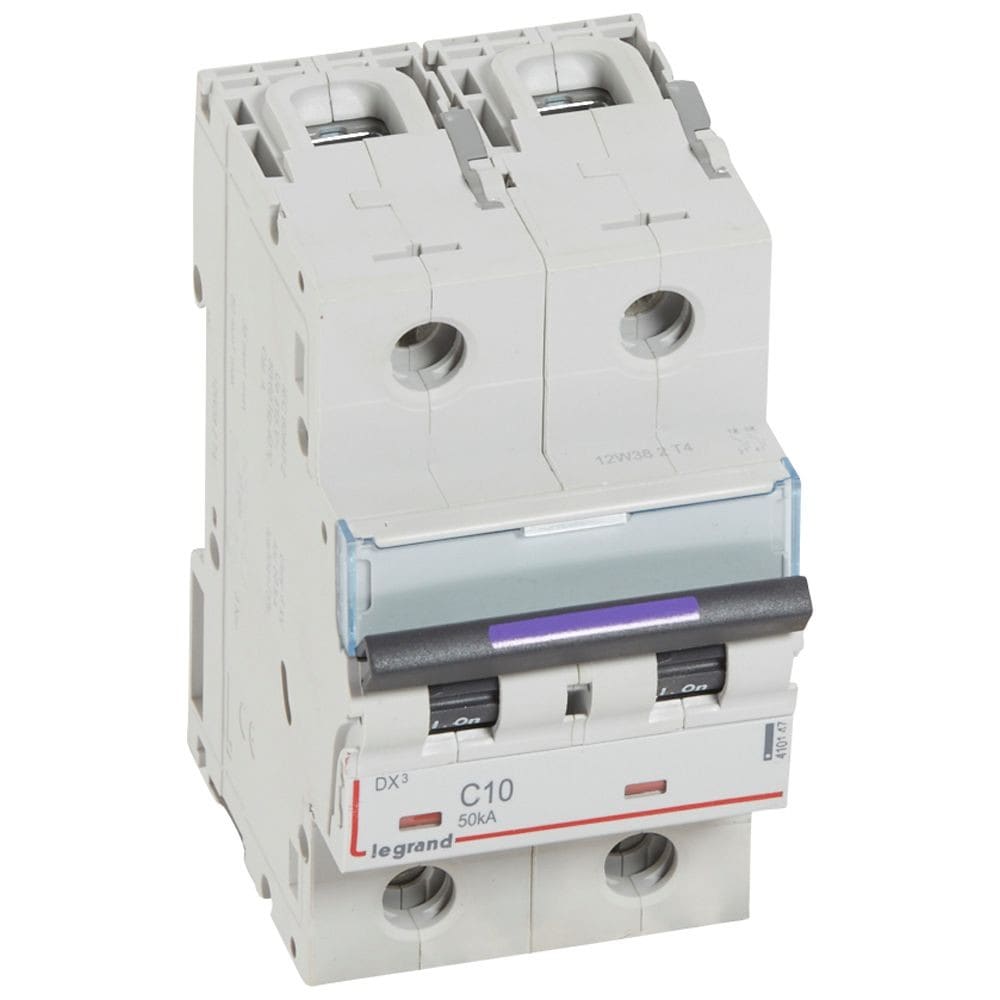 Legrand - Disjoncteur DX3 50kA arrivée haute/départ bas vis 2P 10A - courbe C - 3 mod