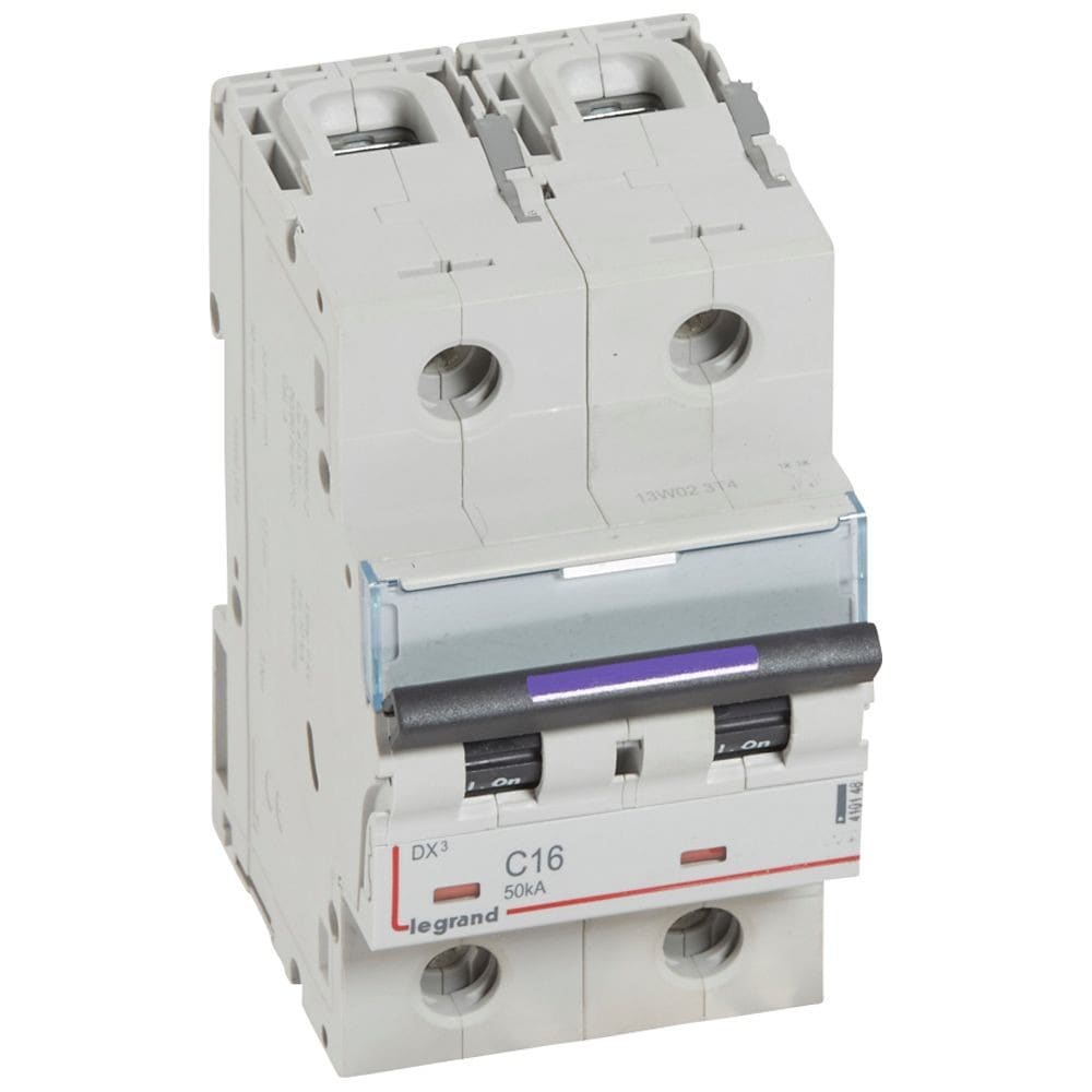 Legrand - Disjoncteur DX3 50kA arrivée haute/départ bas vis 2P 16A - courbe C - 3 mod
