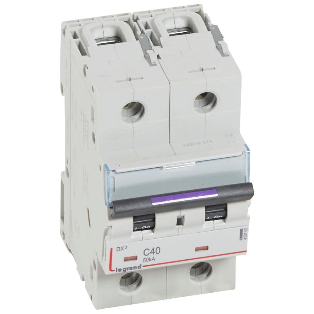 Legrand - Disjoncteur DX3 50kA arrivée haute/départ bas vis 2P 40A - courbe C - 3 mod
