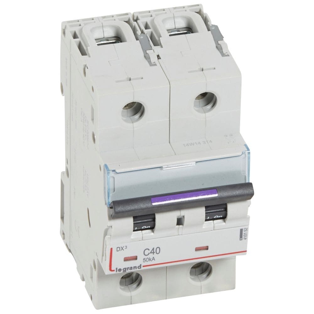 Legrand - Disjoncteur DX3 50kA arrivée haute/départ bas vis 2P 40A - courbe C - 3 mod