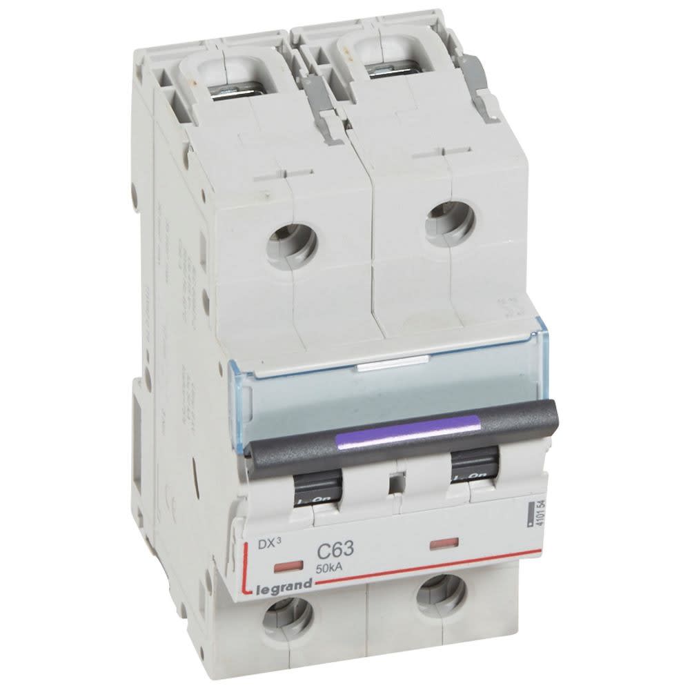 Legrand - Disjoncteur DX3 50kA arrivée haute/départ bas vis 2P 63A - courbe C - 3 mod