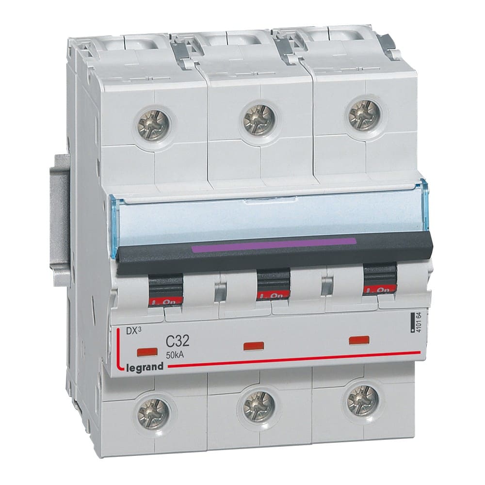 Legrand - Disjoncteur DX3 50kA arrivée haute/départ bas vis 3P 32A - courbe C - 4,5 mod