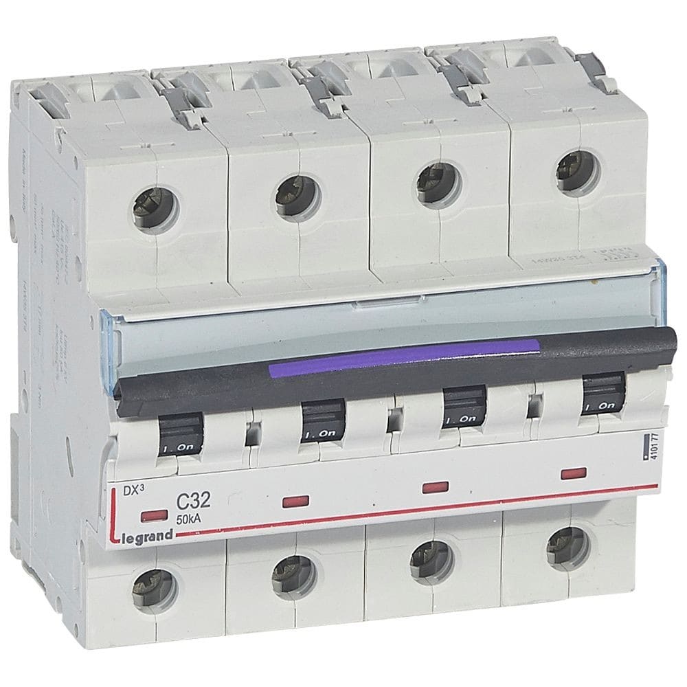 Legrand - Disj. DX3 50kA arrivée haute, départ bas à vis 4P 400V~ - 32A courbe C 6 modules