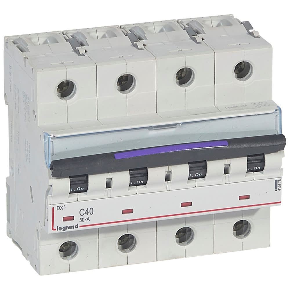 Legrand - Disj. DX3 50kA arrivée haute, départ bas à vis 4P 400V~ - 40A courbe C 6 modules