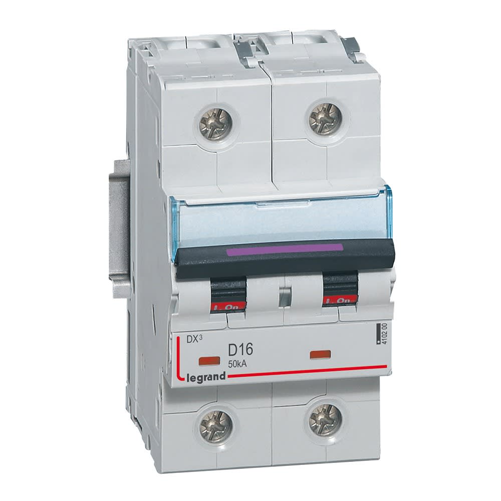 Legrand - Disjoncteur DX3 50kA arrivée haute/départ bas vis 2P 16A - courbe D - 3 mod