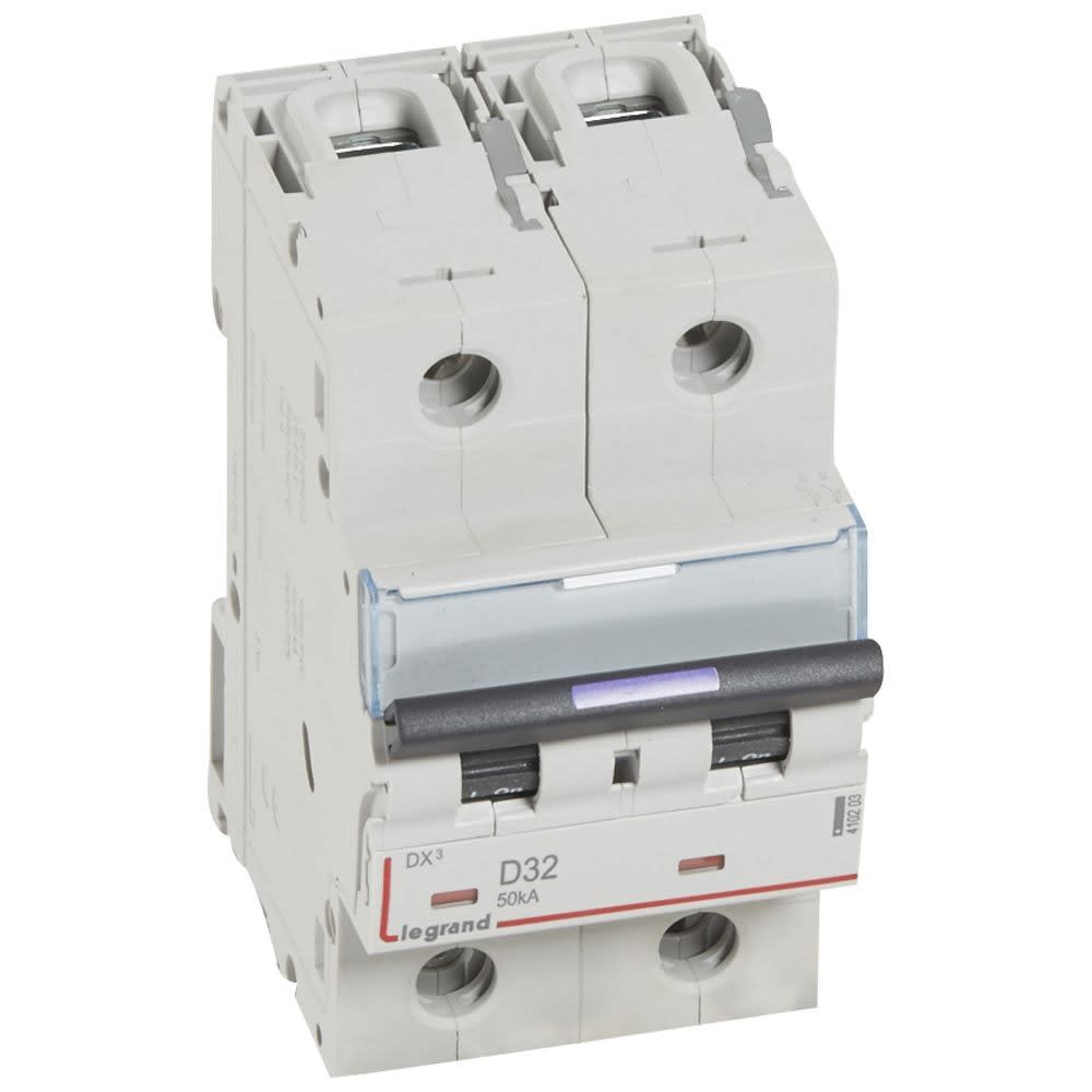 Legrand - Disjoncteur DX3 50kA arrivée haute/départ bas vis 2P 32A - courbe D - 3 mod