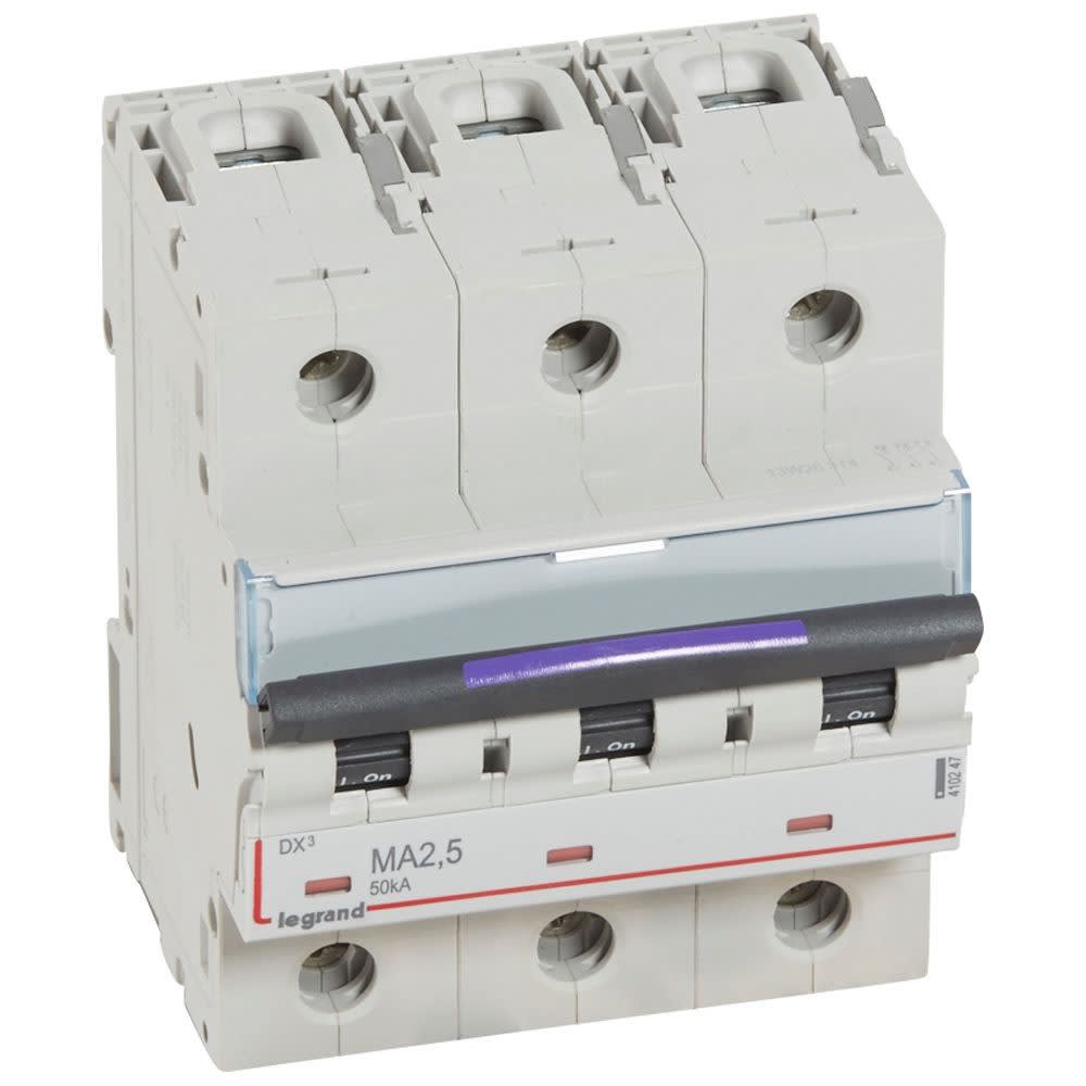 Legrand - Disjoncteur magnétique seul DX3-M - vis/vis - 3P - 400V~ - 2,5A - 50KA - 4,5 mod