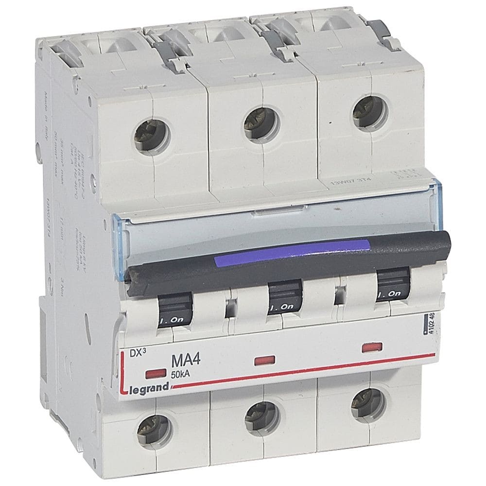 Legrand - Disjoncteur magnétique seul DX3-M - vis/vis - 3P - 400V~ - 4A - 50KA - 4,5 mod