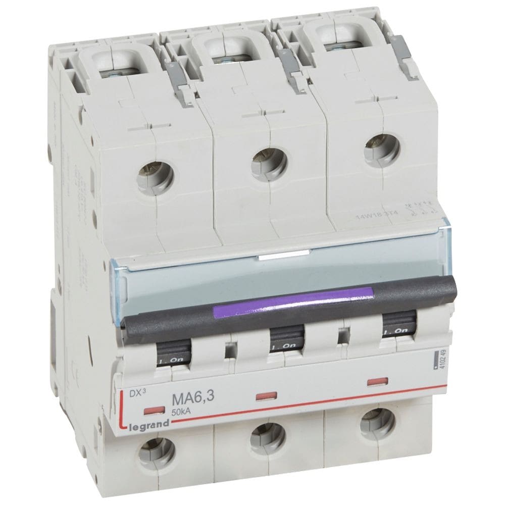 Legrand - Disjoncteur magnétique seul DX3-M - vis/vis - 3P 400V~ - 6,3A - 50KA - 4,5 mod