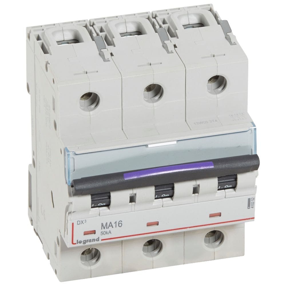 Legrand - Disjoncteur magnétique seul DX3-M - vis/vis - 3P - 400V~ - 16A - 50KA - 4,5 mod