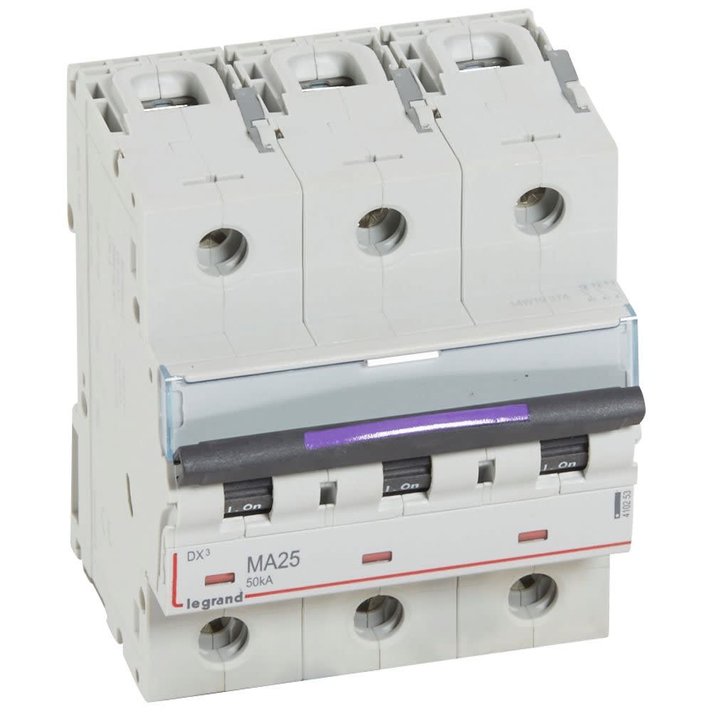 Legrand - Disjoncteur magnétique seul DX3-M - vis/vis - 3P - 400V~ - 25A - 50KA - 4,5 mod