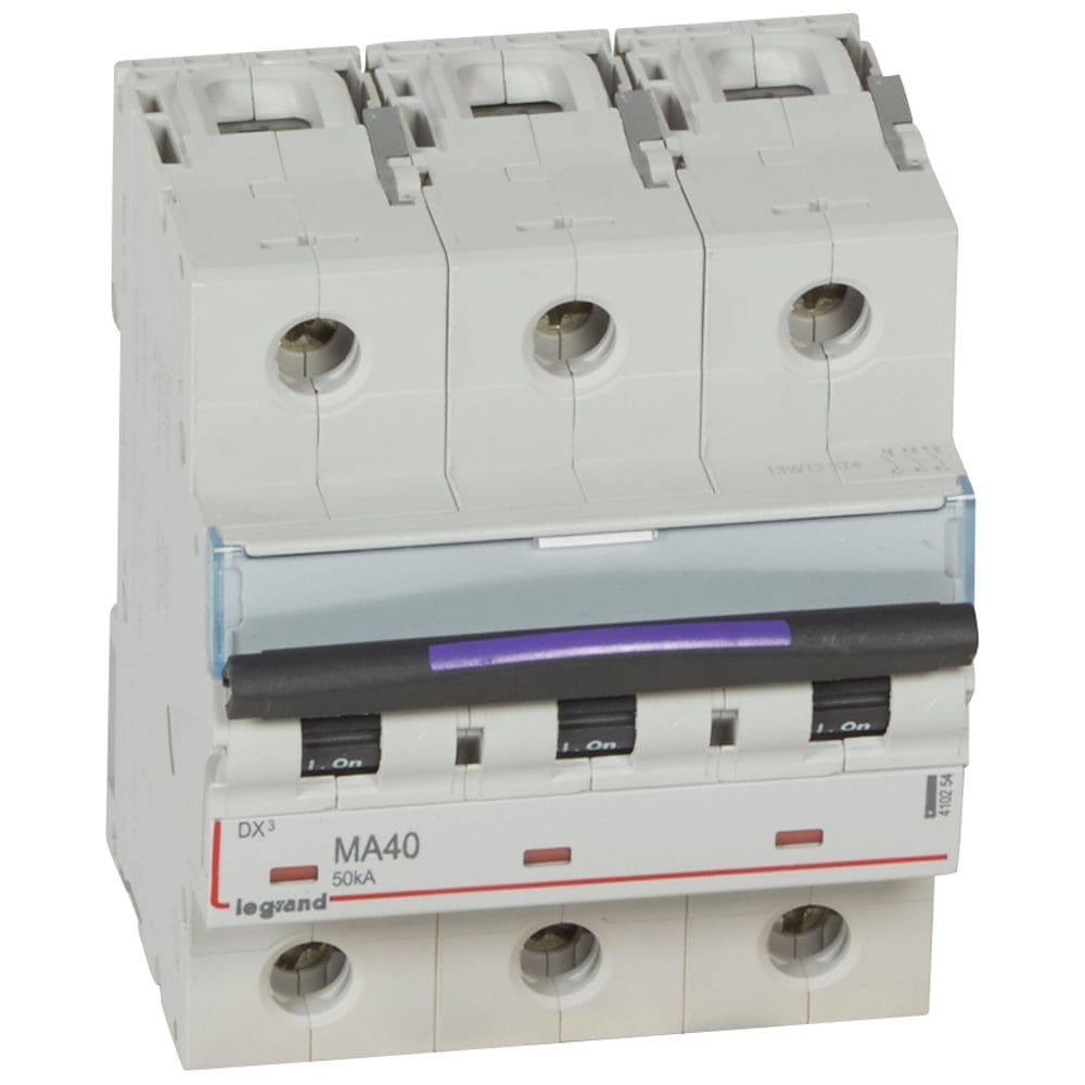 Legrand - Disjoncteur magnétique seul DX3-M - vis/vis - 3P - 400V~ - 40A - 50KA - 4,5 mod